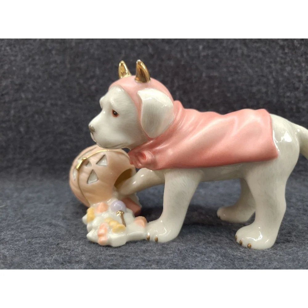 Lenox Puppy Sweet Little Devil Labrador Halloween Dog Pumpkin 24k Gold Accents